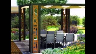 Pergola met cortenstaal en harmonica schaduwdoek [upl. by Gotthard]