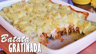 BATATA GRATINADA COM FRANGO SUPER FÁCIL E RÁPIDO  Menino Prendado [upl. by Akimak]