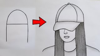 Very Easy Girl drawing for beginners How to draw Beautiful girl easy Easy and beautiful drawings [upl. by Marybeth119]