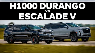 Supercharged Escalade V vs 1000 HP Durango  DRAG RACE COMPARISON [upl. by Rosenthal]