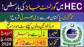 HEC New Govt Jobs Vacancies in Pakistan 2024 Online Apply  New Government Jobs Vacancies Today 2024 [upl. by Norra]