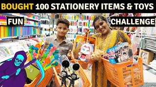 Buying 100 Stationeries CHALLENGE😱BTS Items💜Bottles Fidget Naruto Magnet Mirror  Shopping Haul [upl. by Lorak230]