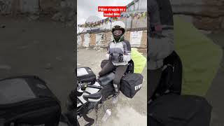 Pillion struggle on Loaded Bike in Ladakh 2022 🤪 shorts [upl. by Aoht869]