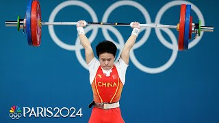 Chinas Hou Zhihui strikes weightlifting gold again in womens 49kg  Paris Olympics  NBC Sports [upl. by Ayortal784]