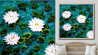 🟡 How to paint waterlily flower very easily  Acrylic painting for beginners [upl. by Darin]