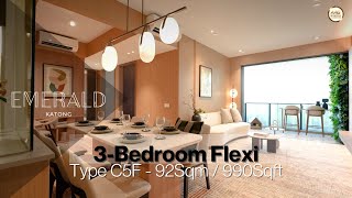 Singapore Showflat Tour  EMERALD OF KATONG I 3 Bedroom Flexi I OrangeTee AAG [upl. by Byrom]