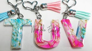 Marble Effect in Resin Letter Keychains  Design 16  RESIN CRAFTS 101 marble resinart resin101 [upl. by Anir136]