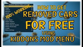 HOW TO GET REMOVED CARS FOR FREE IN GTA ONLINE I USING KIDDONS MOD MENU [upl. by Ilojna]