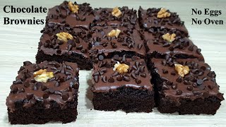 Chocolate Brownies  Without Eggs amp Without Oven [upl. by Carlstrom489]