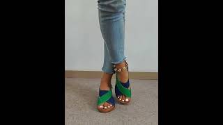 Summer Wedge Sandals with Colorblock CrossStrap Design fashion effortlesselegance [upl. by Sirraf]