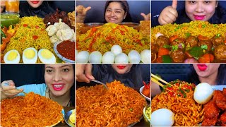 Asmr Eating Spicy 🔥 Masala Maggie amp Spicy 🔥 Fire Noodles 🍜 Boiled Egg 😋 Food Compilation 😋 Asmr 🥰 [upl. by Lipson]