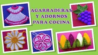 ADORNOS TEJIDOS A CROCHET PARA COCINA Y AGARRADERAS DE OLLAS [upl. by Latham]