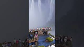 Tourists Take on Iguazu Falls’ Mighty Waters 🌊📸 TravelMemoriesshorts [upl. by Hachmin789]