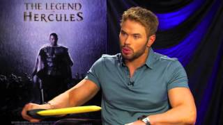 Legend of Hercules star Kellan Lutz talks about riding a horse and his favorite candies [upl. by Yoong]