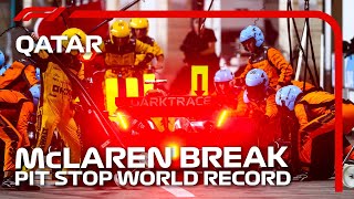 NEW PIT STOP WORLD RECORD McLaren Service Lando Norris in 180s  2023 Qatar Grand Prix  DHL [upl. by Nodearb879]