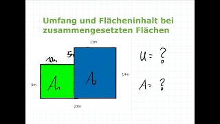 Zusammengesetzte Flächen  Fläche und Umfang berechnen  Mathe einfach erklärt [upl. by Ocir]