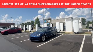 Largest Set Of V4 Tesla Superchargers In The United States [upl. by Kessel]