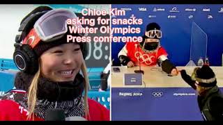 Chloe Kim Winter Olympics Press Conference  2022 Cute and asking for snacks Funny [upl. by Akinert81]