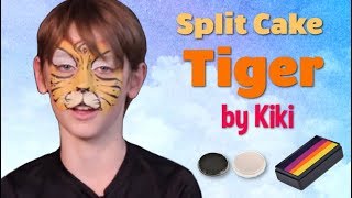 Split Cake Tiger Face Paint Design Tutorial by Kiki [upl. by Nylorak]