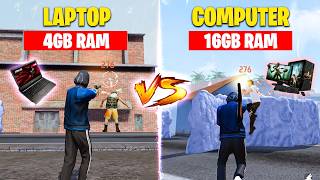 4GB RAM LAPTOP VS 16GB RAM PC FREE FIRE GAMEPLAY😲 [upl. by Madge757]