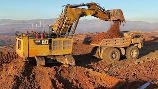 Huge Caterpillar 6040 Excavator Loading Hitachi EH3500 Dumpers amp Operator View [upl. by Teplitz]