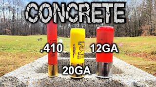 Shotgun Slugs vs Concrete Blocks 410 20ga 12ga [upl. by Ikey]