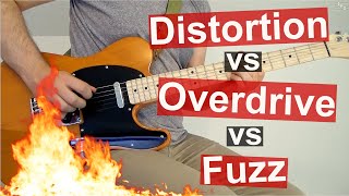 Distortion vs Overdrive vs Fuzz Guitar Effects Demonstration [upl. by Hedy]