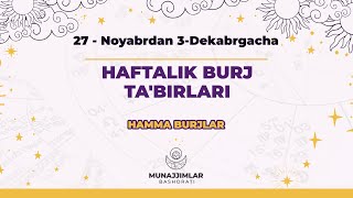 27Noyabrdan 3Dekabrgacha Haftalik Tabirlari  Munajjimlar Bashorati [upl. by Flemming]