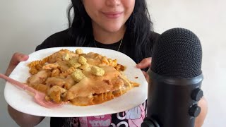 ASMR español comiendo pasta 🍝 FUSILLI con crema de chipotle pollo y queso 🤤 SONIDOS CREMOSOS [upl. by Farrington144]