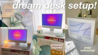 CREATING MY DREAM DESK SETUP 🖥 ✨ aesthetic desk tour pinterest inspired imac unboxing [upl. by Gena]