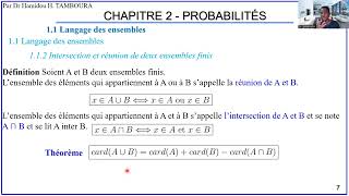 Mathématiques Niveau Terminale DChapitre 2PROBABILITÉS Partie 1Langage des ensembles [upl. by Nnaeirelav]