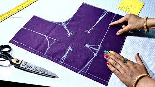 4 Tucks blouse cutting करने का सही तरीका perfect 4 Tucks blouse cutting Belt blouse cutting [upl. by Nadroj]