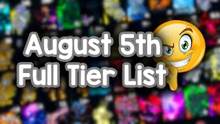 YBA August 5th FULL Tier List [upl. by Sonitnatsnoc988]