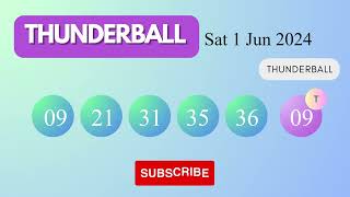 Thunderball Draw Results on Sat 1 Jun 2024 The National Lottery UK [upl. by Naimerej]