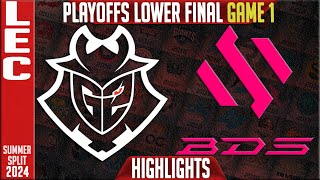 G2 vs BDS Highlights Game 1  LEC Playoffs Lower FINAL Summer 2024  G2 Esports vs Team BDS G1 [upl. by Enirtak]