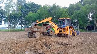 jcb 3dx backco loader working and tractor loading nanarahi tractor [upl. by Gable]