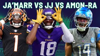 JaMarr Chase vs Justin Jefferson vs AmonRa St Brown Which WR to DRAFT in 2024 Fantasy Football [upl. by Morgenthaler]