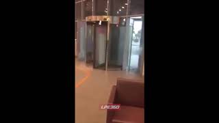 Revolving door spins during storm [upl. by Lienhard]