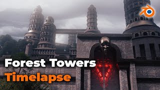 Forest Castle Timelapse in Blender [upl. by Kendy467]