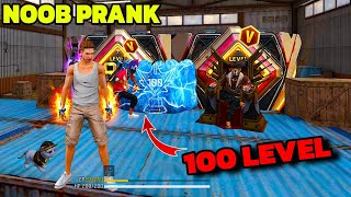 Noob No internet Prank 😊 लेकिन सामने 100 Level Player आ गया 😭 V badge Player 😱 Garena free fire [upl. by Adnir]