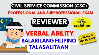 CSC PROF AND SUBPROF REVIEWER VERBAL ABILITY Balarilang Filipino and Talasalitaan [upl. by Aerdnaeel]