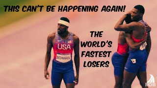 The most EMBARRASSING Olympic race EVER  What really went WRONG with USAs 4x100M relay [upl. by Rj115]