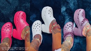 CROCS SIREN amp SIREN CHAIN CLOG UNBOXING REVIEW amp TRY ON HAUL  FT ALL 4 COLORS  CROC PLATFORM HEEL [upl. by Siroval]