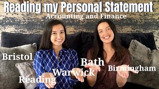 MY PERSONAL STATEMENT Accounting and Finance  ALL OFFERS  Warwick Bath Bristol  Becca and Soph [upl. by Mainis964]