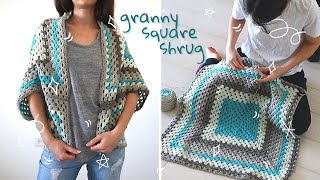 How To Crochet A Granny Square Shrug  Free Cocoon Cardigan Pattern \\ Continuous Granny Square [upl. by Bria915]