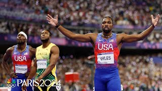 Noah Lyles wins 100m in a PHOTO FINISH you have to see to believe  Paris Olympics  NBC Sports [upl. by Widera]