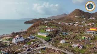 Hurricane Beryl Aerial View of Damage left in Carriacou [upl. by Jeanie]