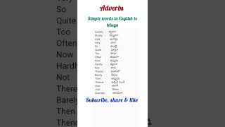 Adverbssimple words in English to teluguspoken English ytshortenglishdscssclatestsubscribe [upl. by Crosby717]