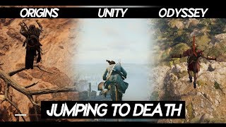 JUMPING to DEATH From the Highest Points in Assassins Creed Games  PC 2019 [upl. by Rabah]