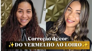 COMO NEUTRALIZAR O VERMELHO DO CABELO  DO VERMELHO AO LOIRO ILUMINADO [upl. by Leonsis692]